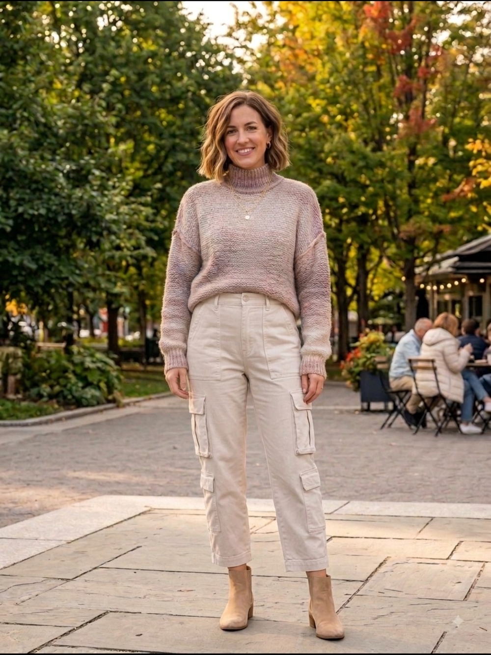 Rachel Zoe Mauve Multicolor Knit Turtleneck Sweater